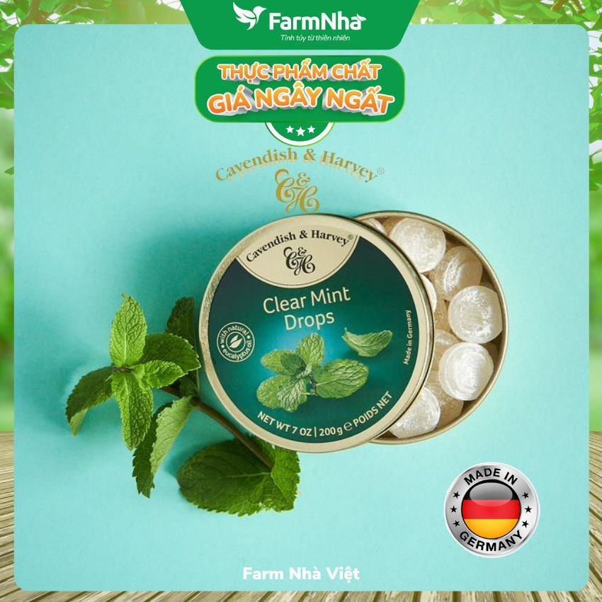 Kẹo Cavendish & Harvey vị CLEAR MINT 200gr - Hương vị Bạc Hà thanh mát tuyệt vời từ Đức
