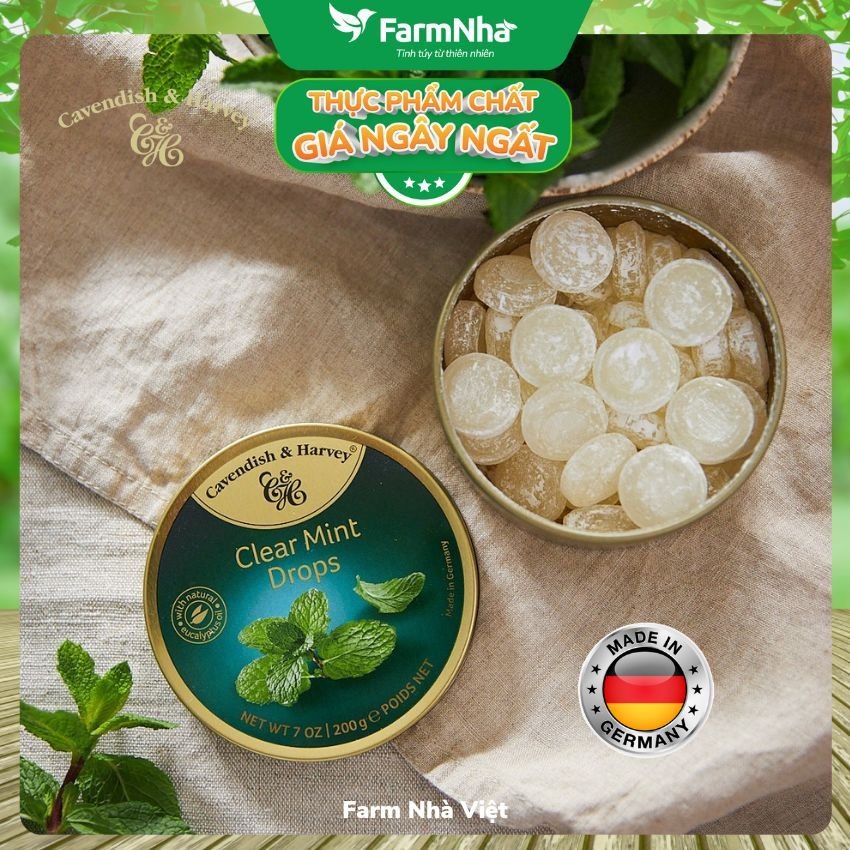 Kẹo Cavendish & Harvey vị CLEAR MINT 200gr - Hương vị Bạc Hà thanh mát tuyệt vời từ Đức