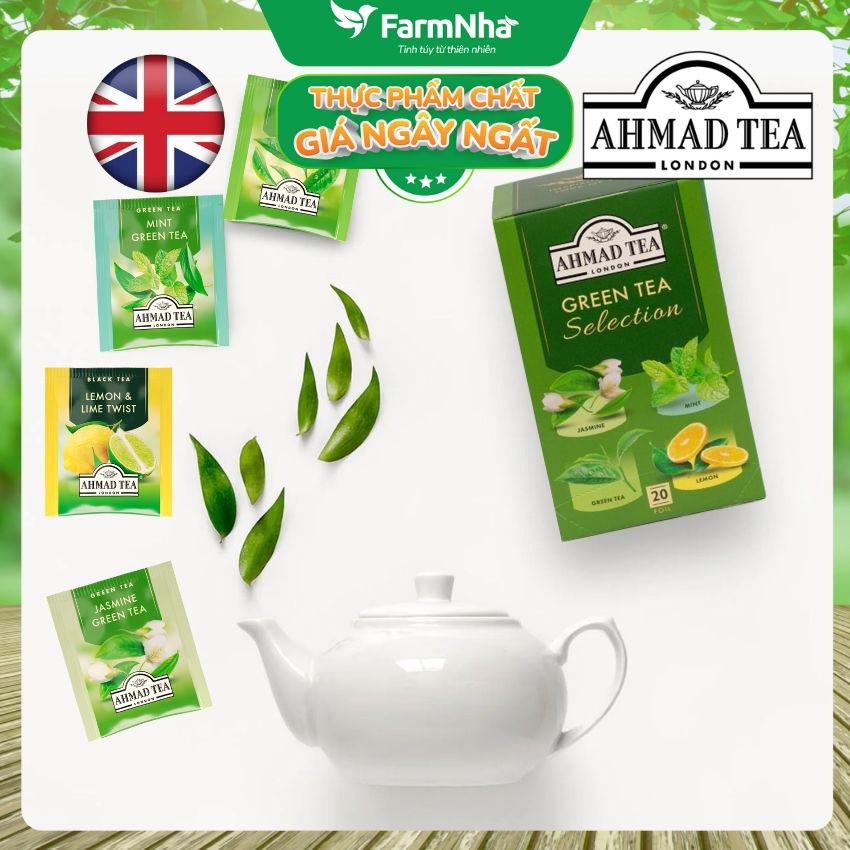 (Combo 2) Trà Ahmad Green Tea Selection 40g 20x2g Túi Thiếc – Bộ 4 Vị Trà Xanh Tinh Tế Sưu Tập Từ Anh Quốc