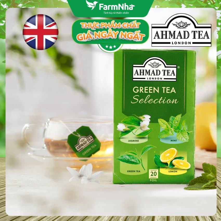 (Combo 3) Trà Ahmad Green Tea Selection 40g 20x2g Túi Thiếc - Bộ 4 Vị Trà Xanh Tinh Tế Sưu Tập Từ Anh Quốc