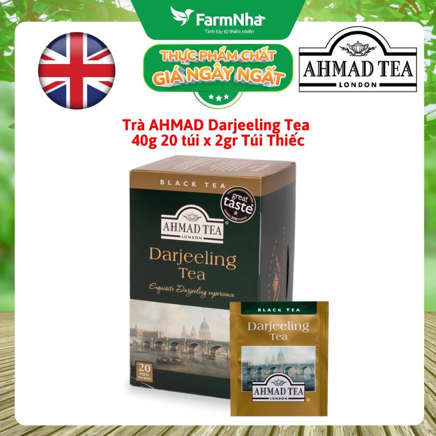 Trà Ahmad Darjeeling Tea 40g 20x2g Túi thiếc – Hương Vị Trà Đen Tinh Tế Từ Dãy Himalaya Ấn