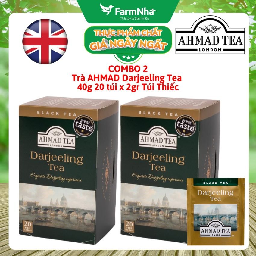 (Combo 2) Trà Ahmad Darjeeling Tea 40g 20x2g Túi thiếc – Vị Trà Đen Tinh Tế Từ Dãy Himalaya Ấn