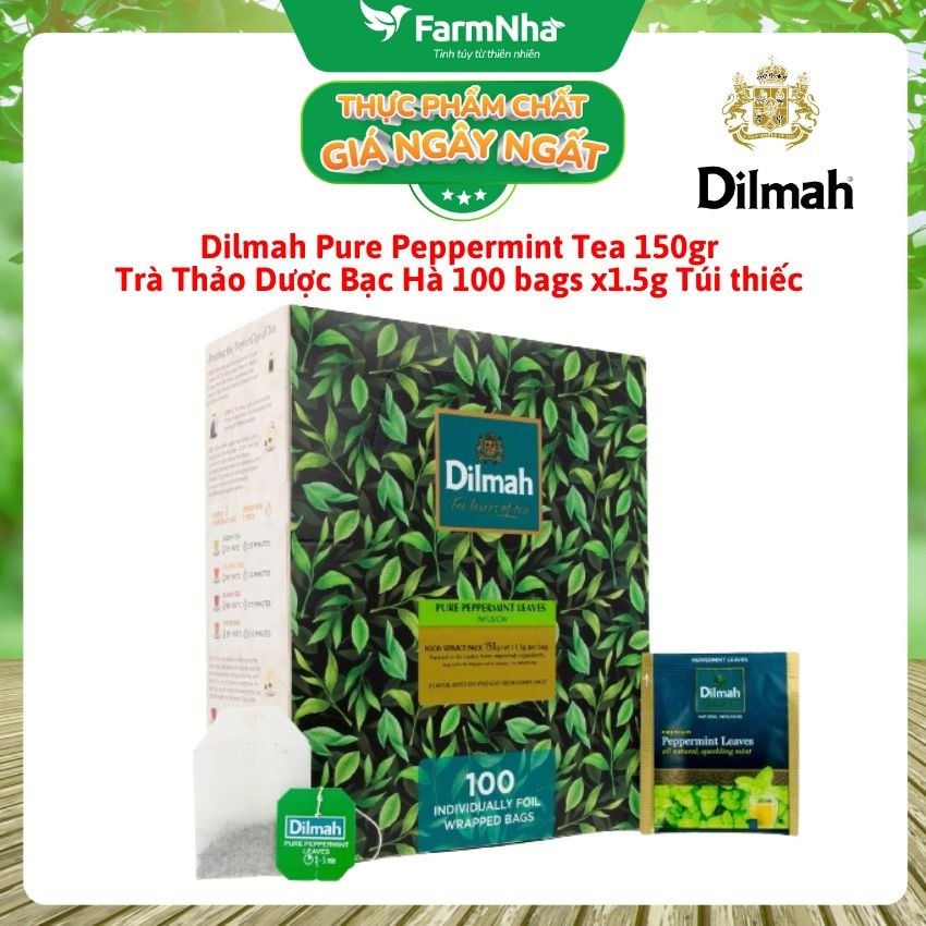 Trà Dilmah Pure Peppermint Thảo Dược Bạc Hà 150g 100 Túi x 1.5g Túi Bạc Riêng Biệt – Trà Thảo Dược Bạc Hà Tươi Mát