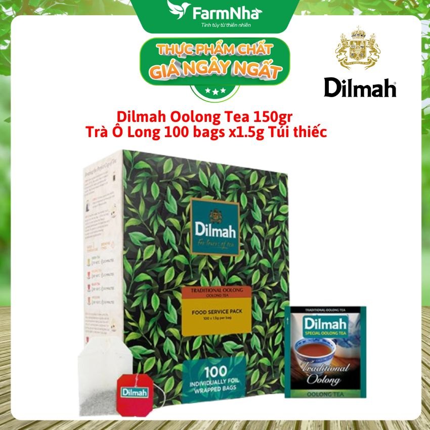 Trà Dilmah Traditional Oolong Tea All Natural 200g 100 Túi x 2g Túi Bạc Riêng Biệt – Trà Ô Long Tự Nhiên, Hương Vị Đậm Đà