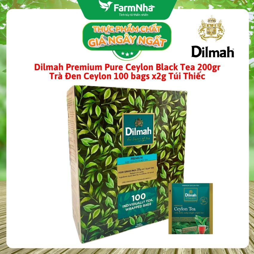 Trà Dilmah Premium Pure Ceylon Black Tea 200g 100x2g Túi thiếc - Tinh hoa trà Sri Lanka