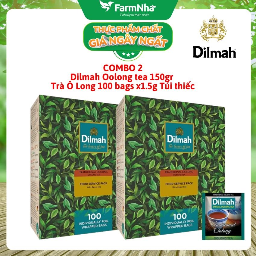 (Combo 2) Trà Dilmah Traditional Oolong All Natural Tea 200g 100x2g Túi Thiếc – Trà Olong Tự Nhiên Đậm Đà