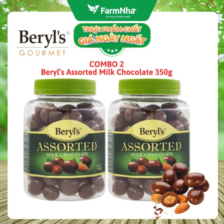 (Combo 2) Sô cô la hỗn hợp Assorted Beryl's 350g - Hương Vị độc đáo với hạnh nhân, nho khô và các loại hạt