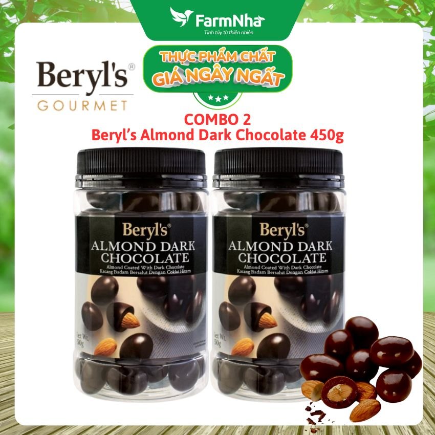 (Combo 2) Sô cô la Almond Dark Beryl's 450gr - Sô cô la đen và hạnh nhân giòn ngon thơm lừng