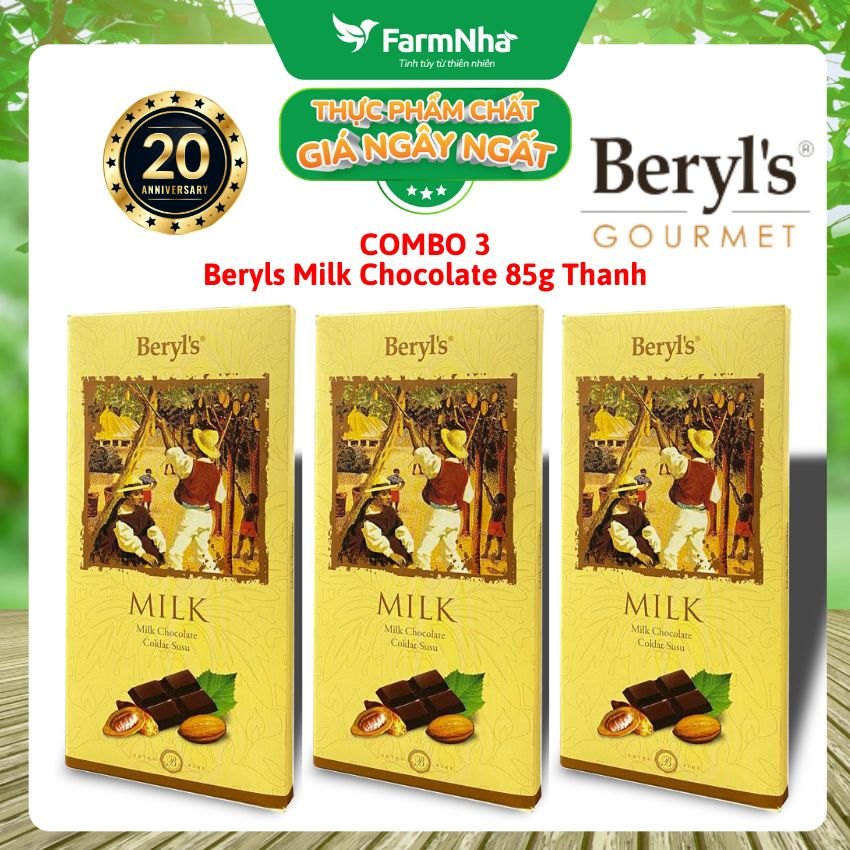 (Combo 3) Sô cô la Beryls Milk Chocolate 85g: Hương Vị Sữa Đậm Đà Trong Từng Thanh Sô Cô La