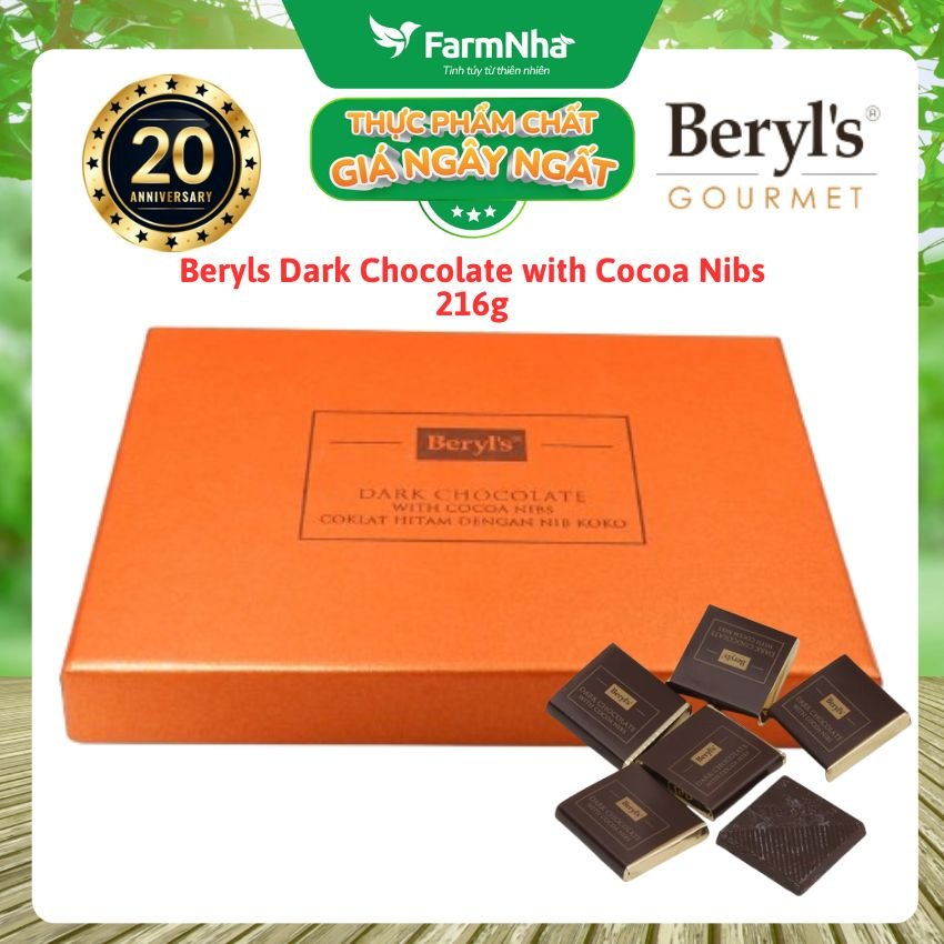 Socola Đen Beryls Cocoa Nibs 216g – Giòn Tan & Đậm Đà Hương Cacao