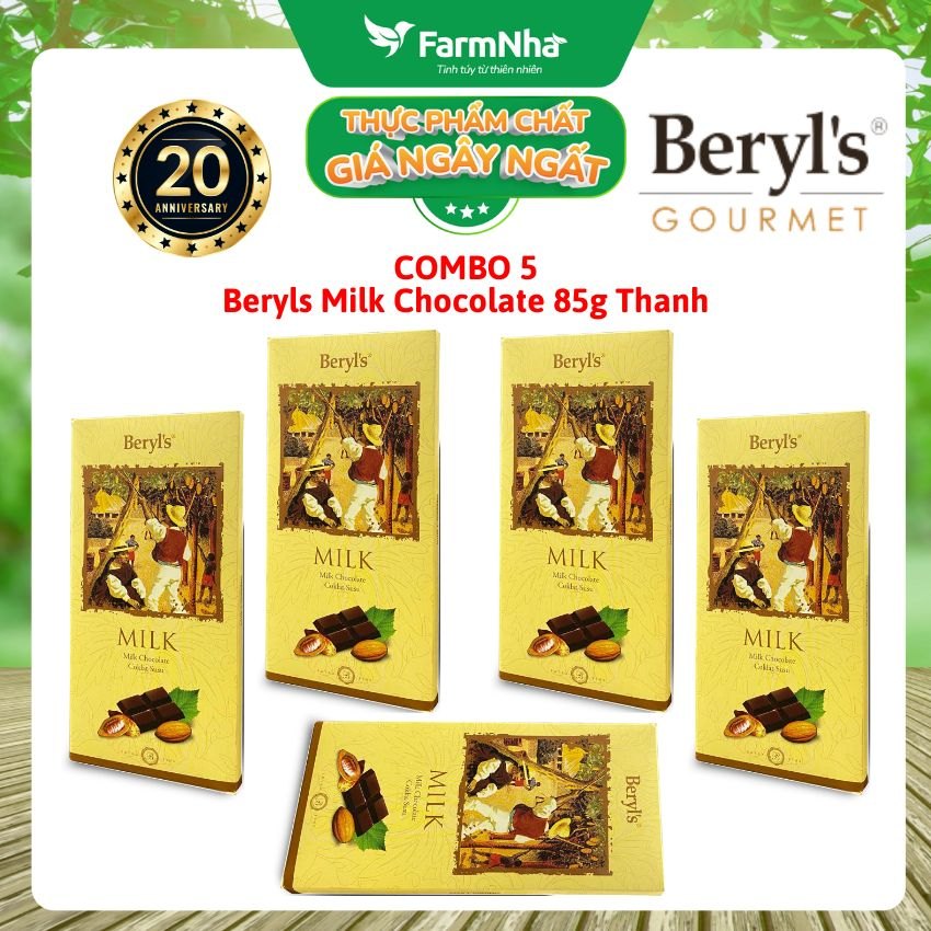 (Combo 5) Sô cô la Beryls Milk Chocolate 85g: Hương Vị Sữa Đậm Đà Trong Từng Thanh Sô Cô La