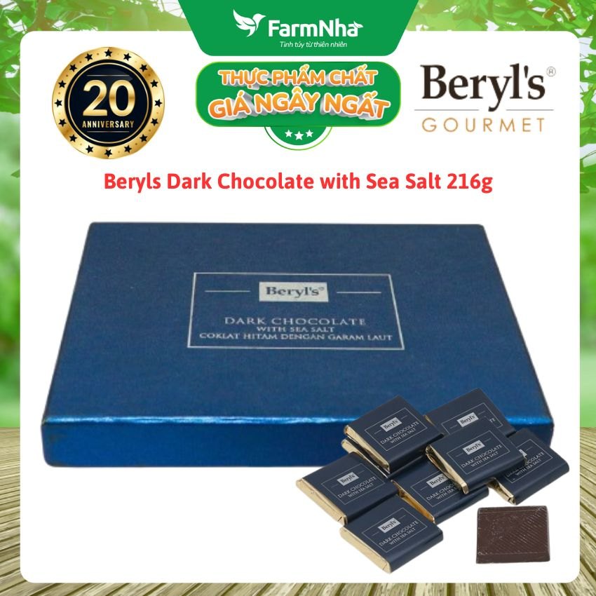 Socola Đen Beryls Sea Salt 216g – Hòa Quyện Vị Đắng & Mặn, Hậu Ngọt