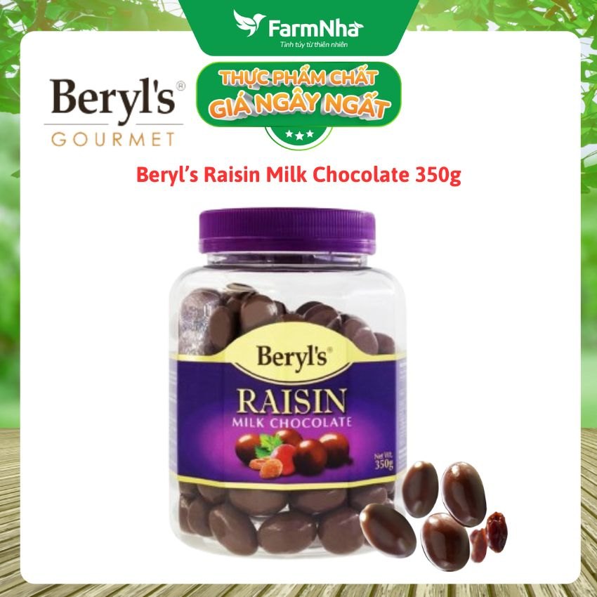 Sô cô la sữa nhân nho khô Raisin Beryl's 350gr - So cô la hảo hạng cùng nho khô chất lượng tuyệt vời