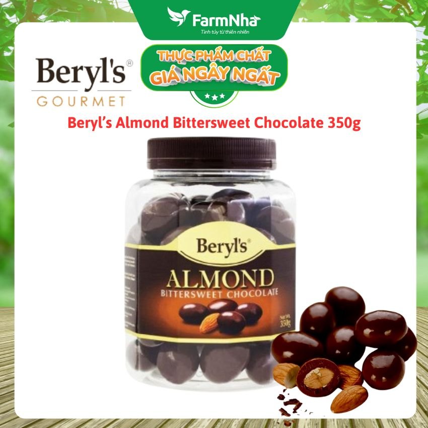 Sô cô la Beryl's 350g Almond Bittersweet - Sô cô la nguyên chất và vị ngọt ngào, thơm béo của bột sữa nguyên kem