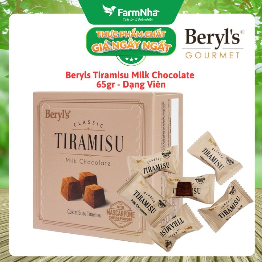 Sô cô la Beryls 65g Classic Tira Milk - Vỏ sô cô la mịn màng đến nhân kem Tiramisu béo ngậy