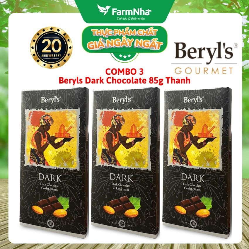 (Combo 3) Sô cô la Beryls Dark Chocolate 85g: Lựa Chọn Hoàn Hảo Cho Người Yêu Sô Cô La Đen