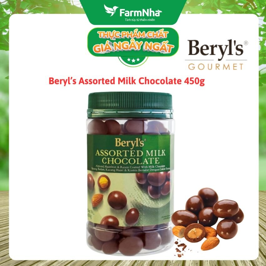 Sô cô la hỗn hợp Assorted Beryl's 450g - Hương Vị độc đáo với hạnh nhân, nho khô và các loại hạt