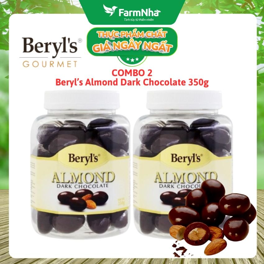 (Combo 2) Sô cô la Almond Dark Beryl's 350gr - Sô cô la đen và hạnh nhân giòn ngon thơm lừng