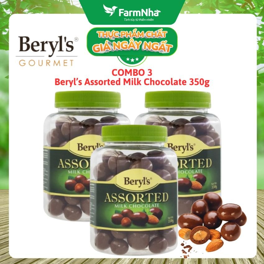 (Combo 3) Sô cô la hỗn hợp Assorted Beryl's 350g - Hương Vị độc đáo với hạnh nhân, nho khô và các loại hạt