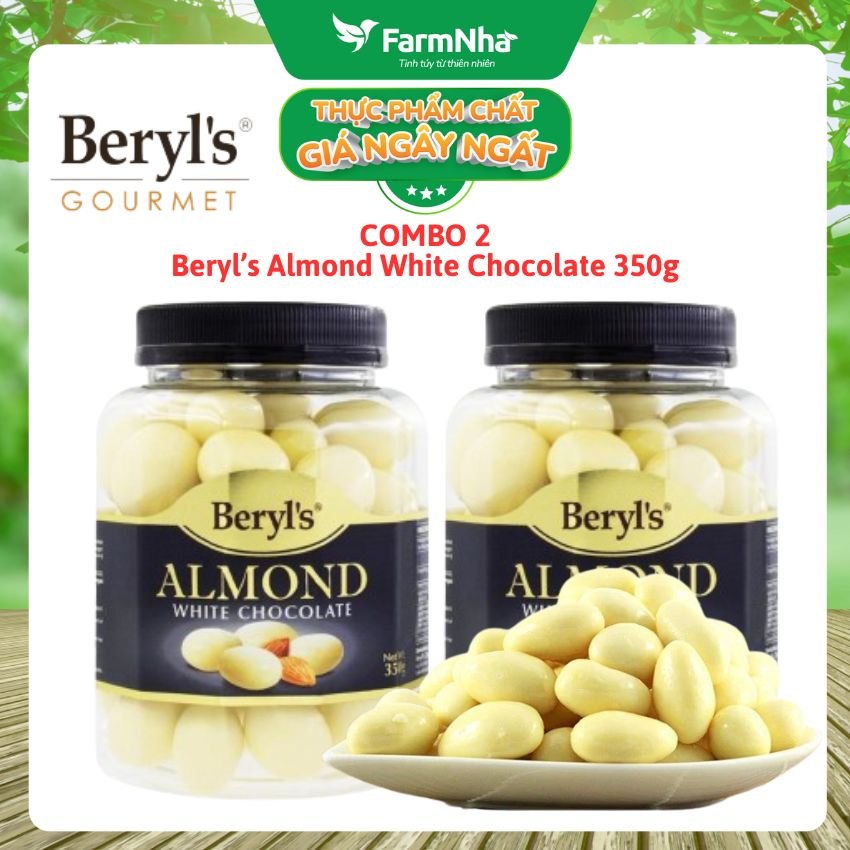 (Combo 2) Sô cô la Beryl's 350g Almond White Chocolate - Hương vị tuyệt vời giữa Sô cô la trắng và hạnh nhân thơm giòn