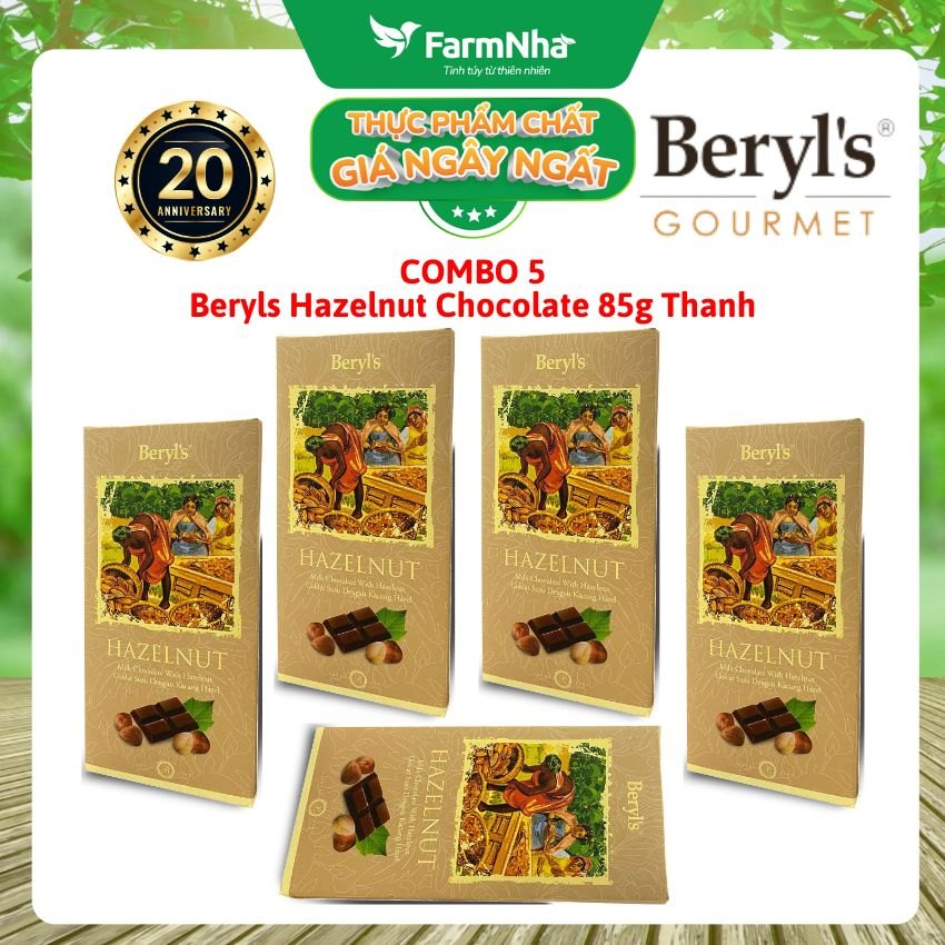 (Combo 5) Sô cô la Beryls Hazelnut Chocolate 85g: Sự Kết Hợp Hoàn Hảo Giữa Sô Cô La và Hạt Dẻ Cười