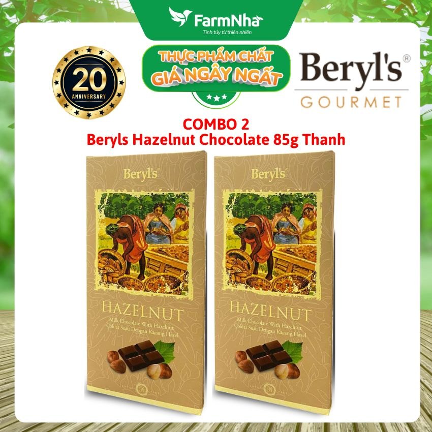 (Combo 2) Sô cô la Beryls Hazelnut Chocolate 85g: Sự Kết Hợp Hoàn Hảo Giữa Sô Cô La và Hạt Dẻ Cười