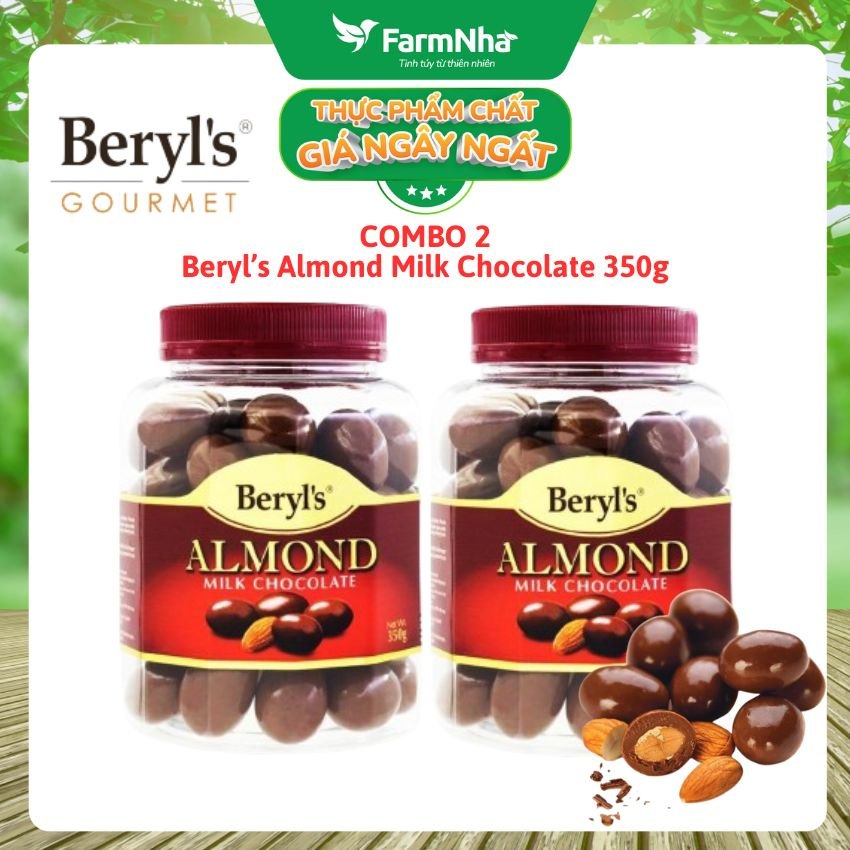 (Combo 2) Sô cô la Almond Milk Beryl's 350g - Socola sữa và hạnh nhân thơm ngon béo ngậy