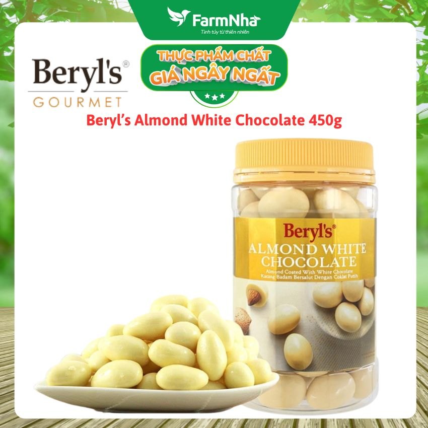 Sô cô la Beryl's 450g Almond White Chocolate - Hương vị tuyệt vời giữa Sô cô la trắng và hạnh nhân thơm giòn
