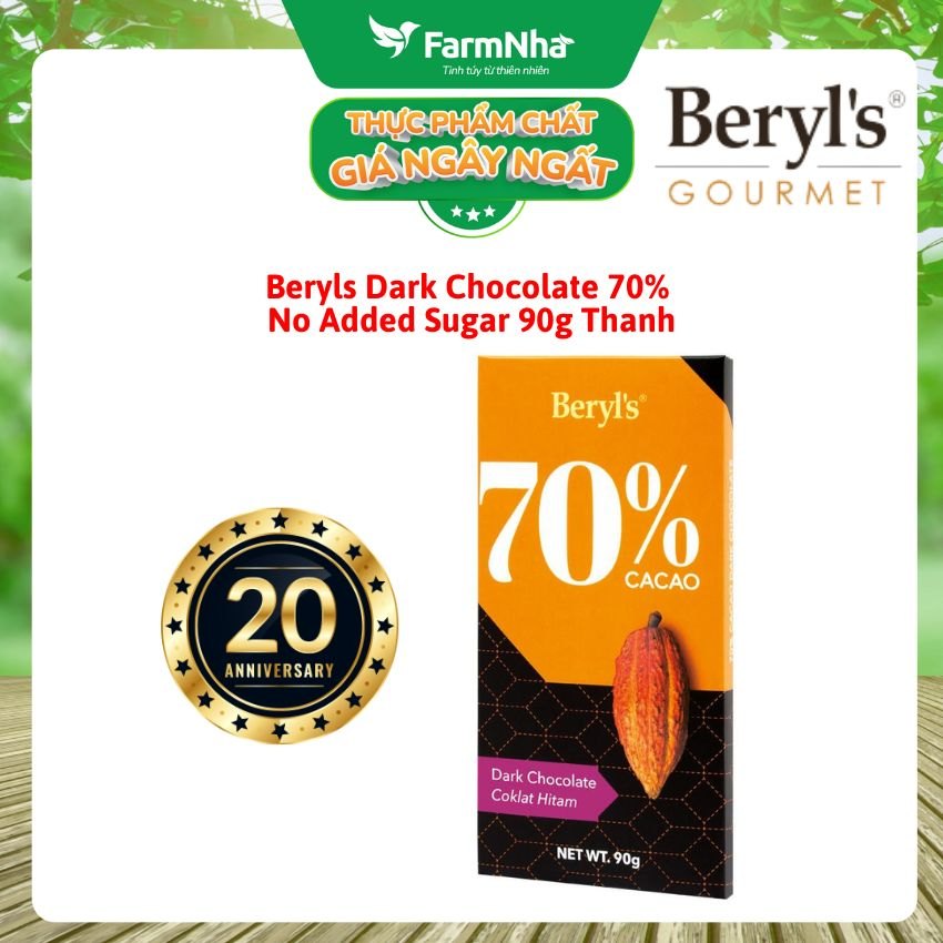 Sô cô la Beryls No Added Sugar Dark 70% Chocolate 90g: Lựa Chọn Tinh Tế Cho Người Yêu Sô Cô La