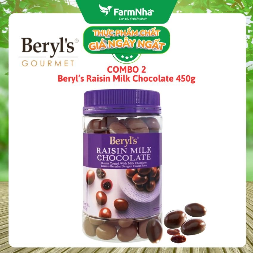 Sô cô la sữa nhân nho khô Raisin Beryl's 450gr - So cô la hảo hạng cùng nho khô chất lượng tuyệt vời