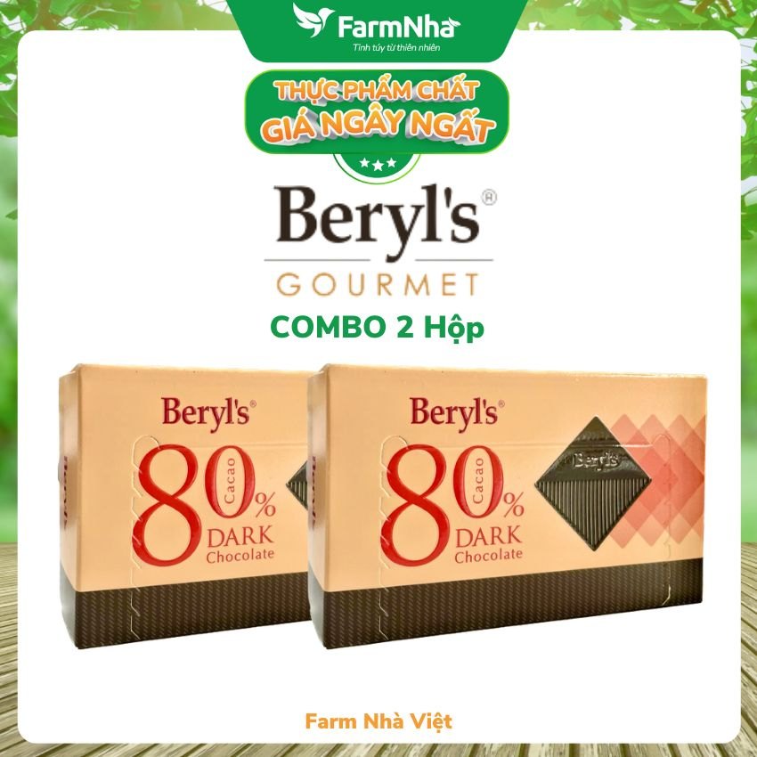 (Combo 2 Hộp) Socola Beryls 60g Dark 80% Cacao - Thưởng thức hương vị cực đỉnh từ sô cô la đậm đà