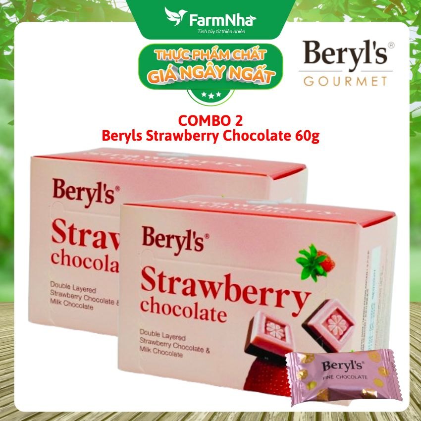 (Combo 2) Socola Beryls Strawberry 60g - Lớp Dâu Chua Ngọt Kết Hợp Socola Sữa