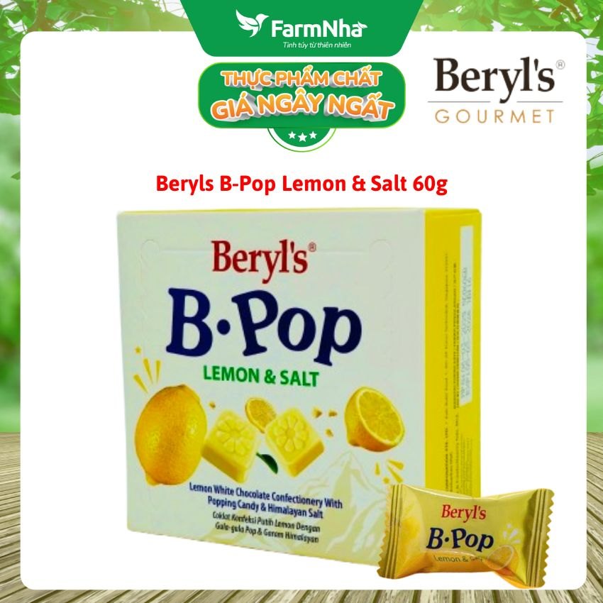 Socola Beryls B.Pop Lemon & Salt 50g - Kẹo Nổ White Chocolate và Muối Himalaya