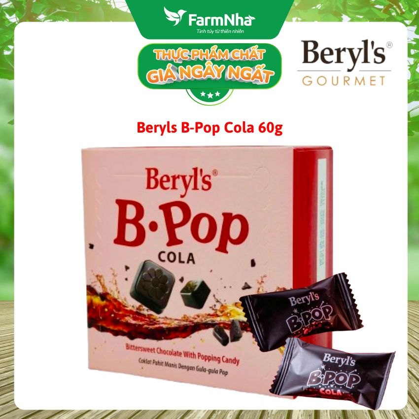 Socola Beryls B.Pop Cola 50g - Kẹo nổ Bittersweet Chocolate & Coca Mát Lạnh