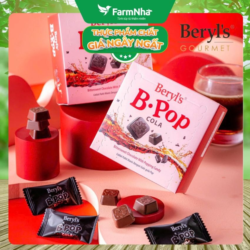 (Combo 2) Socola Beryls B.Pop Cola 50g - Kẹo nổ Bittersweet Chocolate & Coca Mát Lạnh
