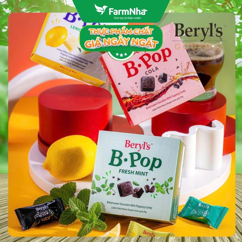 (Combo 2) Socola Beryls B.Pop Cola 50g - Kẹo nổ Bittersweet Chocolate & Coca Mát Lạnh