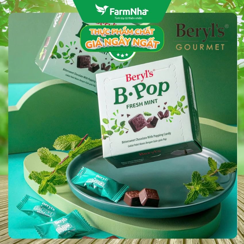 (Combo 3) Socola Beryls B.Pop Fresh Mint 50g - Kẹo nổ Bittersweet Chocolate & Bạc Hà Mát Lạnh