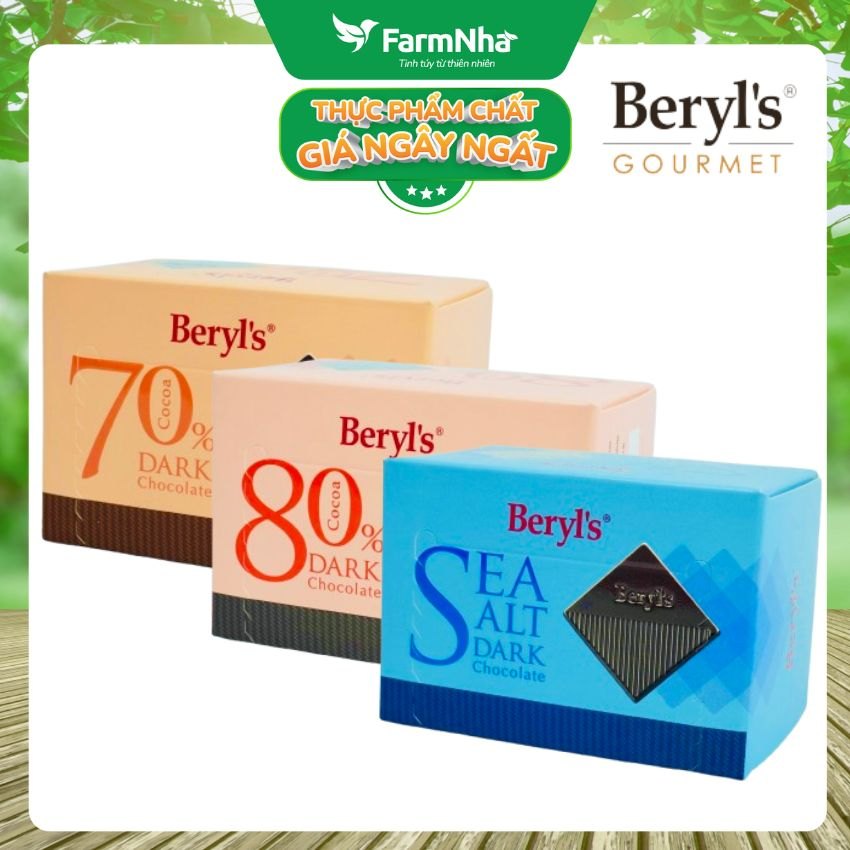 (Combo 3) Sô cô la Beryls 60g Dark 70% Cacao - Thưởng thức hương vị cực đỉnh từ sô cô la đậm đà