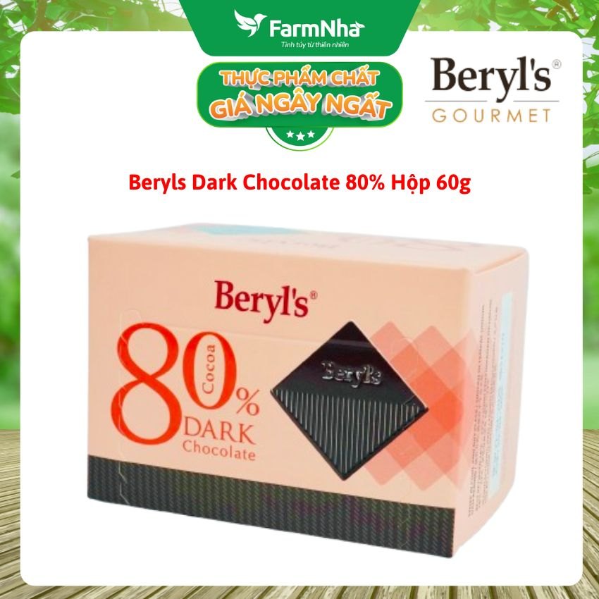 Socola Beryls 60g Dark Chocolate 80% Cacao - Thưởng thức hương vị cực đỉnh từ sô cô la đậm đà