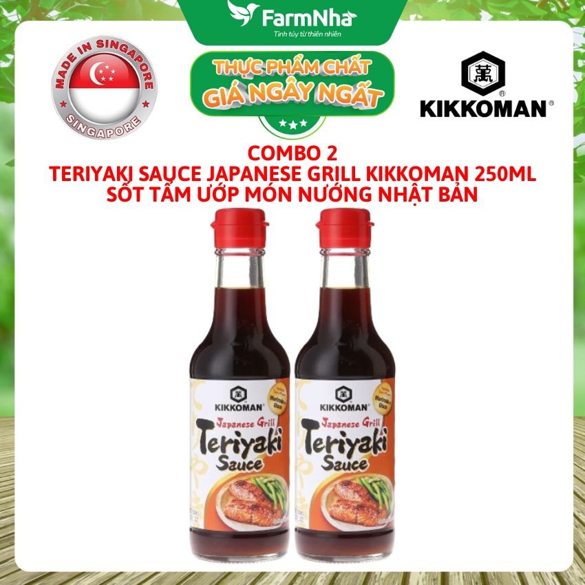 (Combo 2) Sốt Teriyaki Sauce Japanese Grill Kikkoman 250ml – Sốt Ướp & Nướng Chuẩn Vị Grill Japan