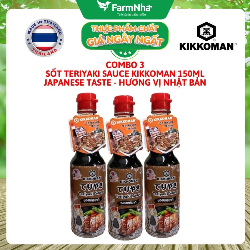 (Combo 3) Sốt Tẩm Ướp Teriyaki Kikkoman Sauce 150ml – Nước Sốt Thơm Ngon Chuẩn Vị Nhật