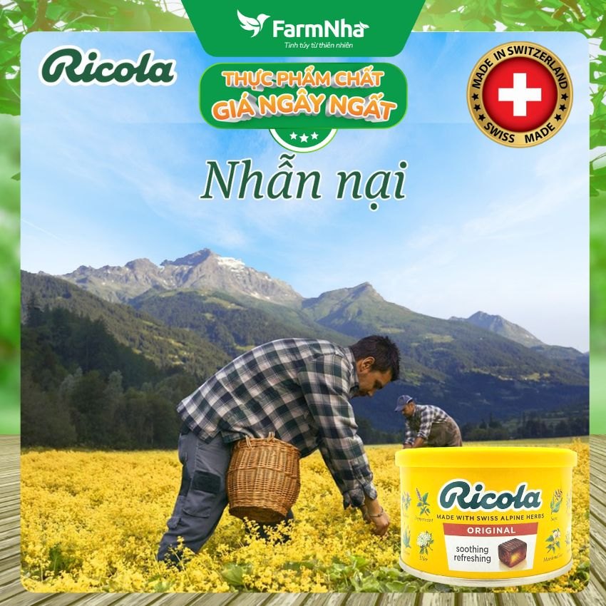(Combo 2) Kẹo Ricola Original Herbs Hộp Thiếc 100g Thảo Mộc – Mát Họng, Giảm Ho, Thơm Miệng