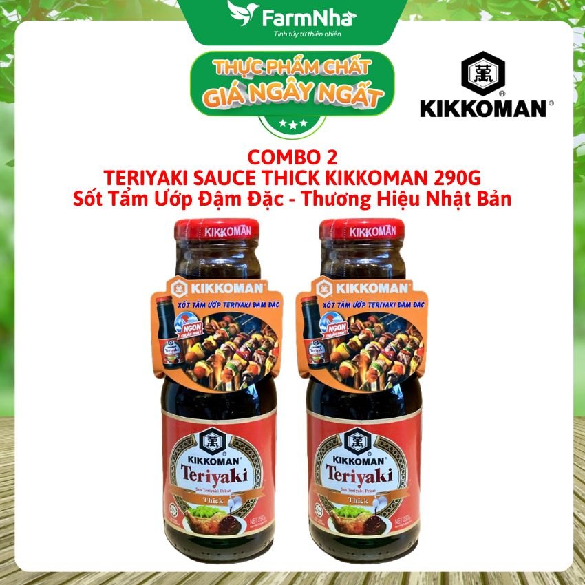 (Combo 2) Sốt Kikkoman Teriyaki Thick 290g – Sốt Ướp Đậm Đặc & Nướng Chuẩn Nhật, Sánh Đậm Siêu Ngon