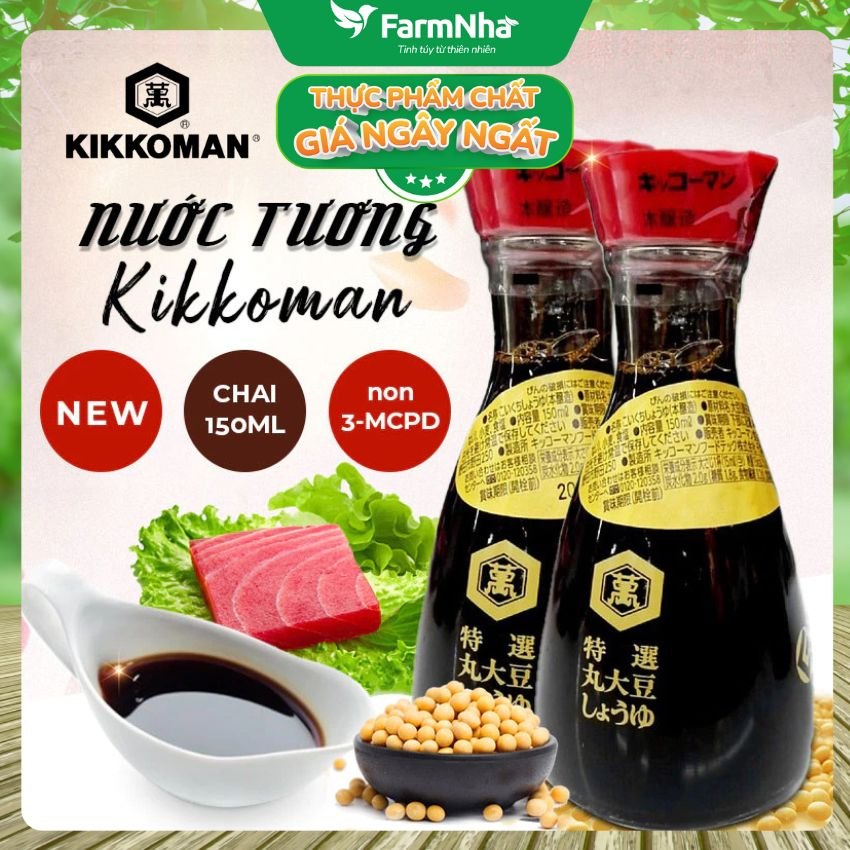 Xì Dầu Kikkoman Soy Sauce 150ml – Nước tương chuẩn Nhật Bản, Không GMO, Hương Vị Tự Nhiên