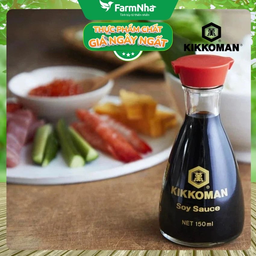 Xì Dầu Kikkoman Soy Sauce 150ml – Nước tương chuẩn Nhật Bản, Không GMO, Hương Vị Tự Nhiên
