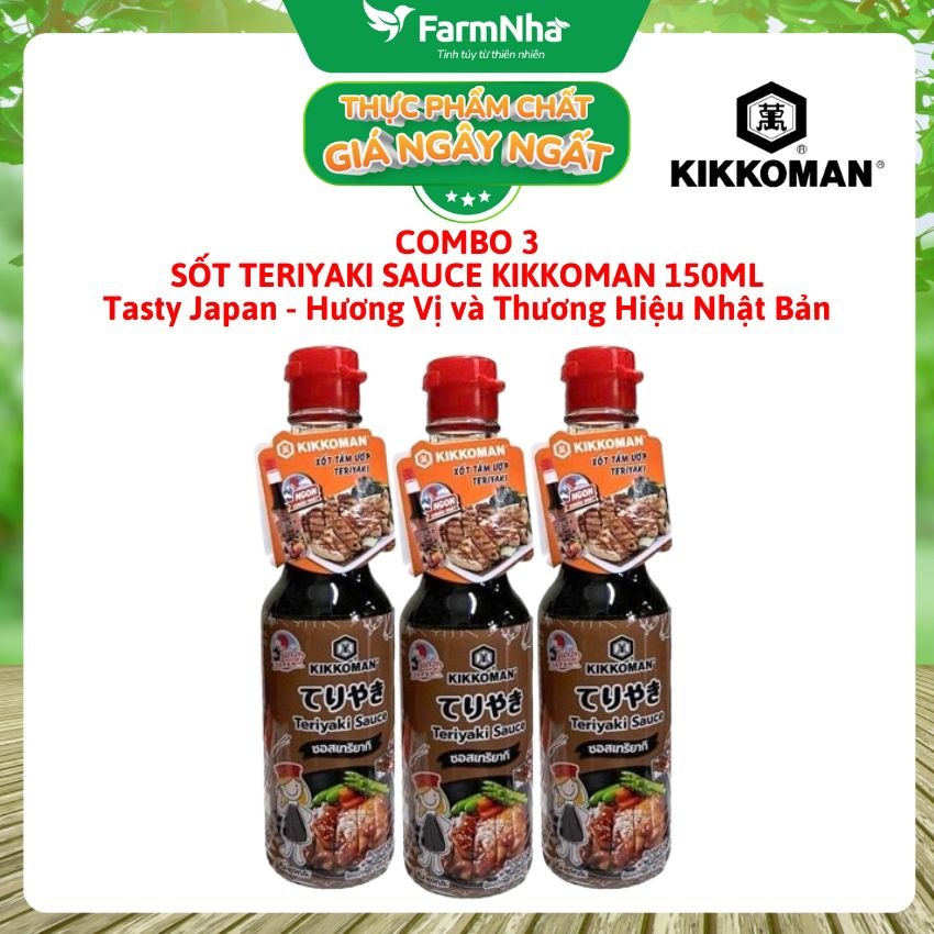(Combo 3) Sốt Tẩm Ướp Teriyaki Kikkoman Sauce 150ml – Nước Sốt Thơm Ngon Chuẩn Vị Nhật