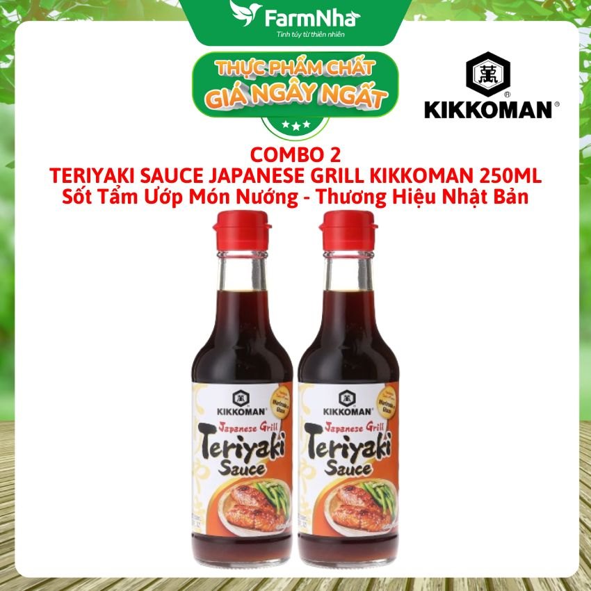 (Combo 2) Sốt Teriyaki Sauce Japanese Grill Kikkoman 250ml – Sốt Ướp & Nướng Chuẩn Vị Grill Japan