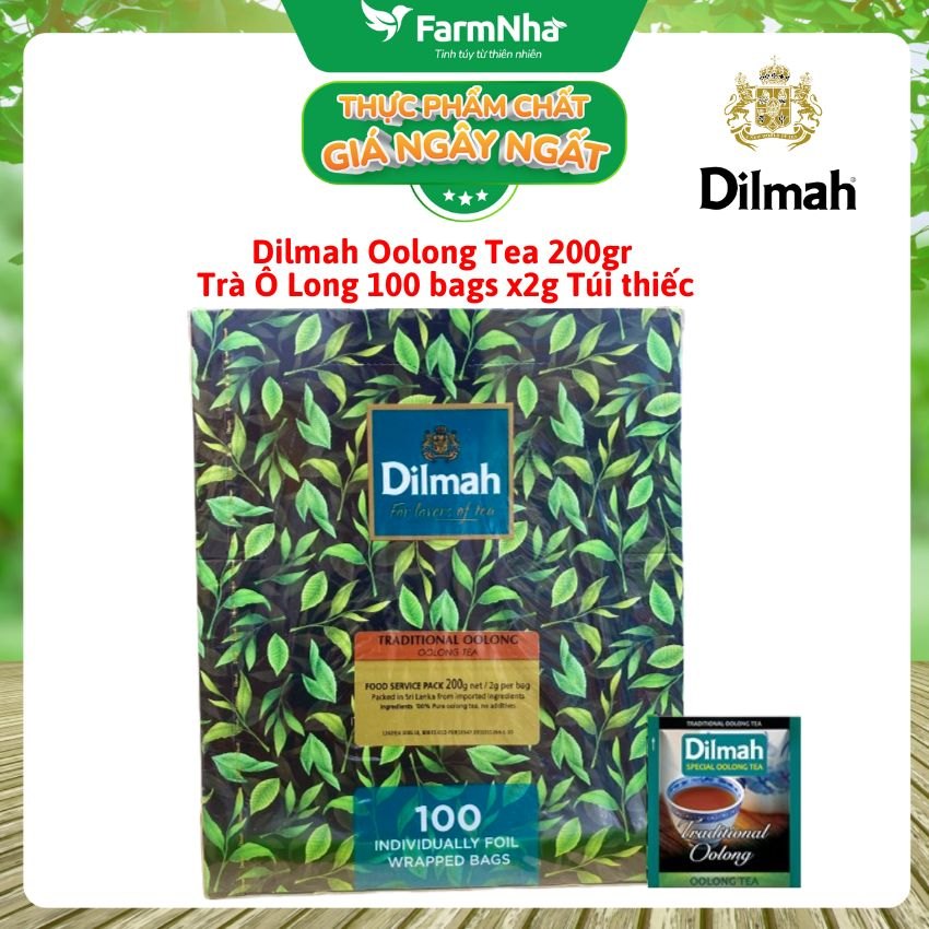 Trà Dilmah Traditional Oolong Tea All Natural 200g 100 Túi x 2g Túi Bạc Riêng Biệt – Trà Ô Long Tự Nhiên, Hương Vị Đậm Đà
