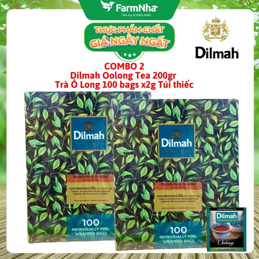 (Combo 2) Trà Dilmah Traditional Oolong All Natural Tea 200g 100x2g Túi Thiếc – Trà Olong Tự Nhiên Đậm Đà
