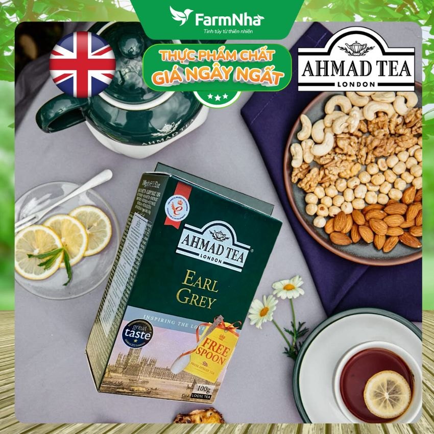 Trà Ahmad Earl Grey Tea 100g Hộp Giấy Pha Ấm - Trà Bá Tước Với Hương Cam Bergamot Tinh Túy